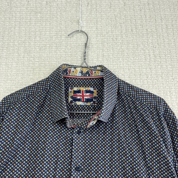 Soul of London Colorful Floral AOP Cotton Semi-Fitted Shirt Men’s XL 17.5 Dress - Picture 2 of 14